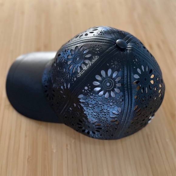 Brand NEW 🖤 Christian Dior Sun Cap Hat lambskin leather black Logo 57cm S size - Picture 3 of 7